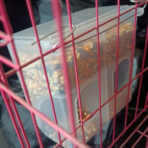 Automatic Pigeon Bird Feeder Water, 2 Pack Plastic Feeder Water Dispenser Drinkers for Cage, No Mess Hanging Parrot Food Feeding, Cage Accessories for Parakeet Quail Bird Chicken (2 Hole - Iron Wire) - size: 2 Hole - Iron Wire / 2 Pack