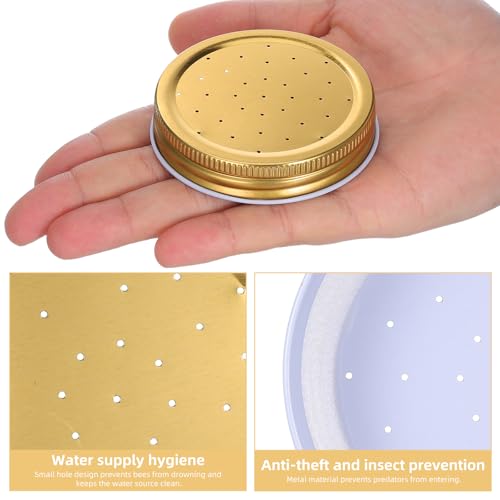 Toddmomy 8pcs Metal Bee Feeders Entrance Beehive Lid, Honeybee Feeder for Beehive Water or Sugar Syrup Feeding Equipment, 7.30X7.30X1.50CM