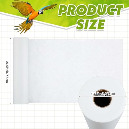 Drydiet Cage Liner for Birds 100 ft x 11 Inch Disposable Parakeet Cage Liners Precut Absorbent Bird Paper Accessories for Pet Animal Parrot Parakeet, Conure,Superior Absorbent Liner (White) - size: 100 ft x 11 Inch