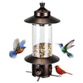 Squirrel Proof Bird Feeders for Outdoor: 4.8LB Large Capacity Hanging Bird Feeder, Weight-Activated Mechanism Wild Bird Feeders, Chew-Proof Metal Birdfeeder for Finch Cardinal Chickadee - color: Brown