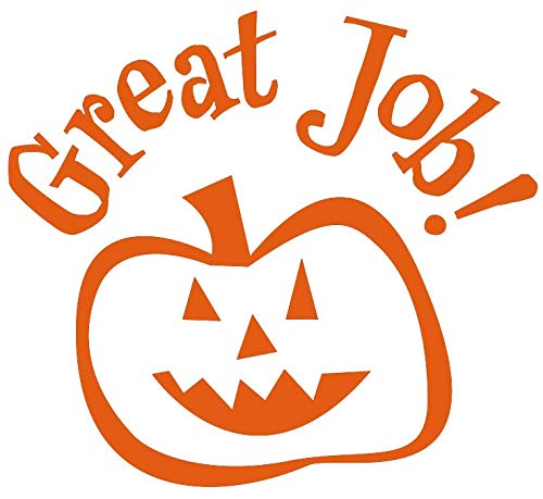 Infusion Round Teacher Stamp, Holiday, 3/4'' Self-Inking Rubber Stamp - Great Job Jack-O-Lantern - Orange Ink - color: Great Job Jack-o-lantern