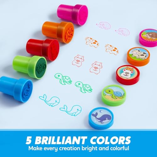 JOYIN 50 Pcs Animal Stamps for Kids, with 50 Different Designs, Farm,Sea Animals,Stamps for Crafting, Prize Box Toys for Classroom, Kids Party Favor, Birthday Party Favor Goodie Bag - style: Animal