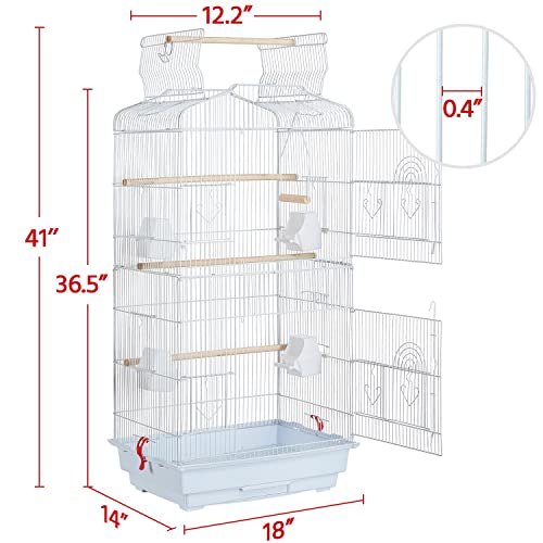 Topeakmart Open Top Medium Parrot Flight Bird Cage for 2 Parakeets, White - color: White