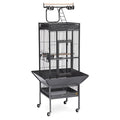 Prevue Pet Products Wrought Iron Select Bird Cage, Metal Cage Home Crate for Birds with Seed Guard, Play Top and Caster Wheels, Black Hammertone Finish | Durable Steel Cage with Rolling Stand and Seed Guards, Ideal for Cockatiels and Medium Birds - color: