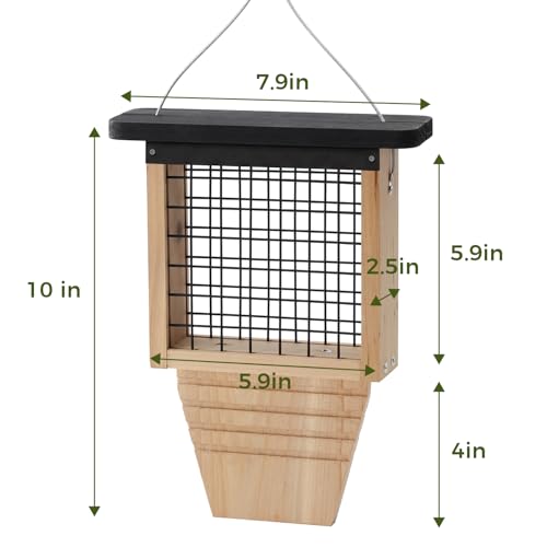 DIY Suet Bird Feeder for Outdoors, Hanging Woodpecker Feeder with Tail-Prop Design, Wooden Wild Bird Feeder for Suet Cakes, Great for Woodpeckers, Chickadees & Nuthatches (Assembly Required)