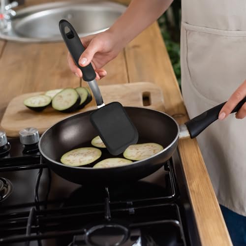 Gejoy 4 Pcs Silicone Cookie Spatula Turner Mini Brownie Spatula Flexible Silicone Spatulas Nonstick Cookware Heat Resistant No Scratch Flipper Baking Utensils for Egg Pancake(Red, Black) - color: Red, Black
