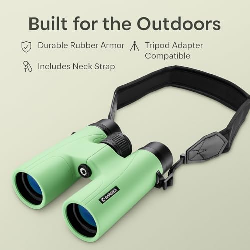 Barska Crush 10x42 Binoculars – Lightweight, Compact & Shockproof Design in Bright Colors for Hiking, Travel, Concerts, Sports, Great Gift Idea – Case & Strap Included - color: Pistachio Green