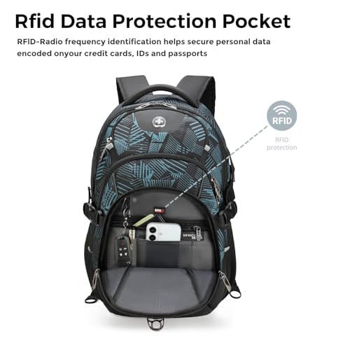 Swissdigital Laptop Backpack with USB Charging Port, Travel Backpack Fits 15.6 inches Computer, 31L Backpack for Men, Dark Green | SD803-96 - color: Dark Green