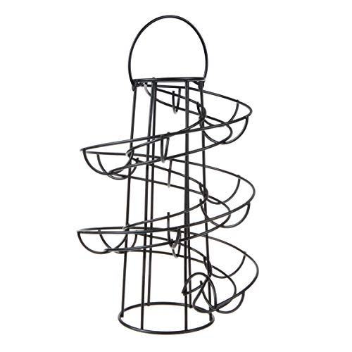 Egg Skelter Deluxe Modern Spiraling Dispenser Rack - Freestanding Wire Chicken Egg Storage Organizer Display Holder Basket for Countertop Kitchen,Black - color: Black