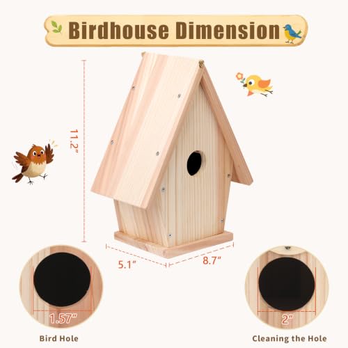 GABREE Wooden Bird House Kit, DIY Birdhouse Kit to Build and Paint, Comprehensive Outdoor Arts and Crafts Set with Tools, Paint & Brushes, Perfect Creative Gift for Nature Lovers & Families