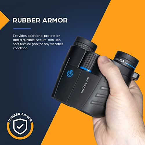 TSO Coral 10x25 Compact Binoculars with Eye Relief for Adults and Kids, Lightweight Rainproof Porro Prism Binoculars for Bird Watching, Hiking, Travel, Sightseeing, Sporting Events and Concerts
