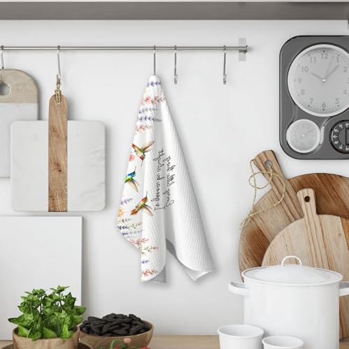 Inspirational Hummingbird Floral Kitchen Towels, Inspirational Gifts for Women, Every Little Thing is Gonna Be Alright Motivational Hand Towels of Bathroom, Hummingbird Gifts for Women - color: Hummingbird