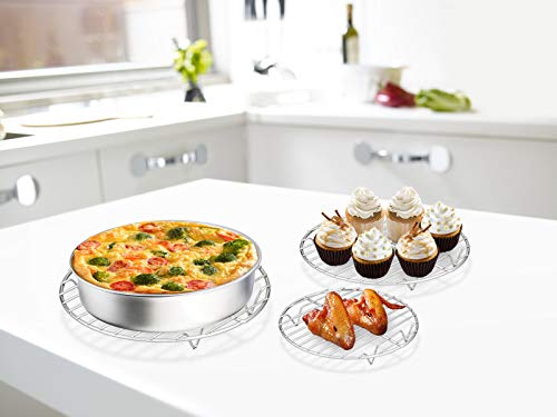 E-far Round Cooking Racks - Size 7½” & 9” & 10½” - Stainless Steel Round Steaming Baking Cooling Rack Set of 3, Multi-Purpose for Canning Air Fryer Pressure Cooker, Dishwasher Safe - size: 10.5"+9"+7.5"