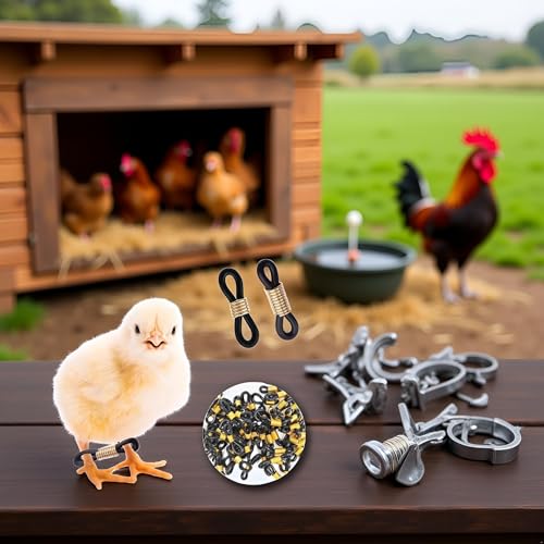 50 Pcs Chicken Leg Bands for Spraddle Leg Repair, Black Adjustable Baby Chick Splay Leg Correctors for Poultry/Ducks | Non-Slip Hobble Braces,Poultry Care Supplies, Veterinary Rehabilitation Tools