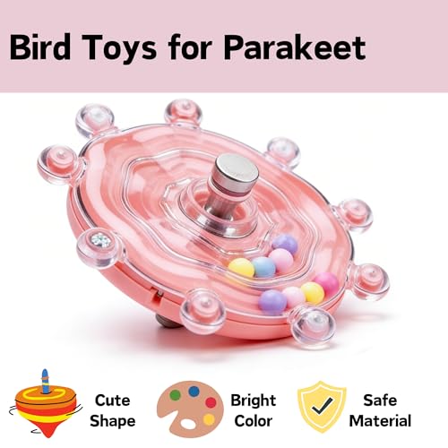 Spinning Bird-Toys Bird Cage Toys & Bird Perch Parrot-Parakeet Budgie Cockatiel Conure Macaw Chicken Parrot Enrichment Cage Accessories Small Animal Chewing Toy (Pink Wheel) - color: Pink Wheel