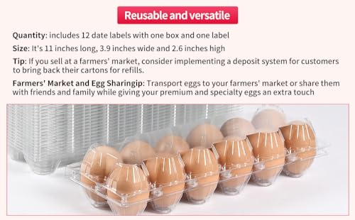 2 * 6 grid large plastic Egg Carton,fit into 2.5 oz of egg (120 pc) | (2*6)12 grid Reusable Eggs Carton，Disposable Large Clear Plastic Egg Carton,egg cartons cheap bulk，for Family, Farm, Markets - size: 2x6 12 egg boxes, 120 pieces