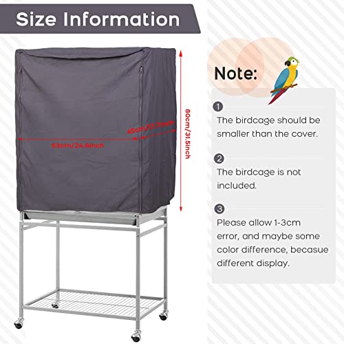 QBLEEV Birdcage Covers, Breathable Universal Bird Parrot Cage Cover Shade | Blackout windproof light-proof covering reduces distractions night accessories cloth without cage-24.8x17.7x31.5in (LxWxH) - color: Grey