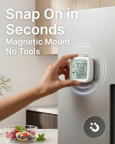 Smart Baby Room Thermometer & Hygrometer, WiFi Indoor Temperature and Humidity Monitor with App Alerts, 656 ft Long Range, Magnetic Mount for Bedroom, Nursery, Greenhouse