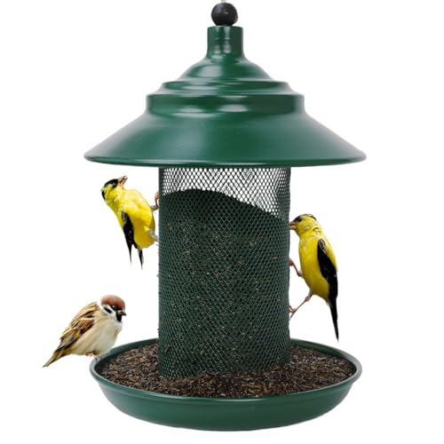 All-Metal Finch Feeder, Squirrel Resistant Nyjer Seed Bird Feeder Green | 2.5 lb capacity, powder-coated all-metal mesh resists squirrels and weather while keeping nyjer seed fresh and accessible. - color: Green, size: 2.5 LB