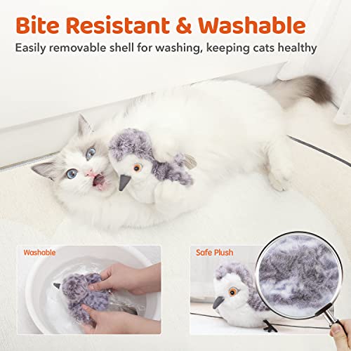 Potaroma Cat Toys Flapping Bird (No Flying), Lifelike Sandpiper Chirp Tweet, Rechargeable Touch Activated Kitten Toy Interactive Cat Exercise Toys for All Breeds Cat Kicker Catnip Toys 4.0" | Lifelike Sandpiper Chirp, Touch Activated, Rechargeable Kitten