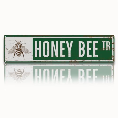 Rustic Apiary Signs, Honey Bee Trail Metal Sign, Honey Bee Signs, Retro Metal Tin Sign, Apis Keeper Decor, Backyard Farm Decor, Apis Keeper Gifts 15.8x4 Inch - color: Farmhouse 04