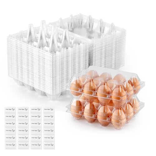 60PCS Plastic Egg Carton Reusable Egg Cartons Cheap Bulk for Large Eggs | 1 Dozen Blank Egg Tray Clear Egg Container Holder for Refrigerator Home Ranch Chicken Farm Commercial Market Display - size: 60Pack-3x4 Grids
