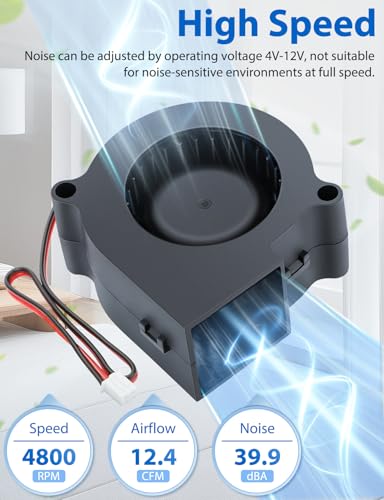 Wathai 12V DC Centrifugal Blower Fan 60mm x 28mm 2 Inch Squirrel Cage Turbo | 60mm blower 2 Inch Squirrel Cage Turbo Cooling Fan High Speed for Car Amp, 3D Printer, RV Fridge, PC, Humidifier