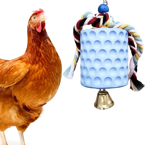 Chicken Toys,Bird Beak Grinding Stone,Chicken Coop Accessories,Chew Treats Toy with Bell for Chicken, Hens, Turkeys,Ducks,Birds,Poultry(Blue) - color: BLUE