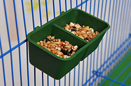 Bird Seed Food Feeding Cups Plastic Hanging Bowl for Poultry Parrot Pigeon Parakeet Budgie Cage (3.93inch-2 in 1) - size: 3.93x1.38 inch
