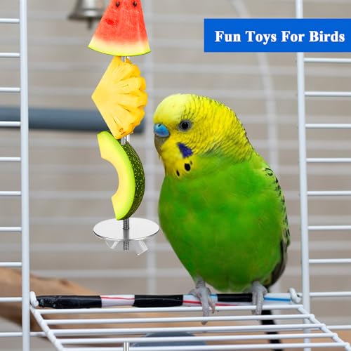 3 Pcs Bird Cage Food Holder, Stainless Steel Fruit Vegetable Skewer Bird Feeder for Cage Hanging Foraging Toys for Parrot Parakeet Small Animals Birds Cage Accessories