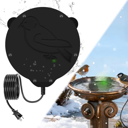 Bird Bath Heater, Upgraded 100W De-Icer Submersible Bird Bath Heaters for Outdoors in Winter, Chicken Water Heater for Winter, Thermostatic Control w/LED Indicator, 5.9 Ft Cord (Black-1Pack) - color: Black-1Pack