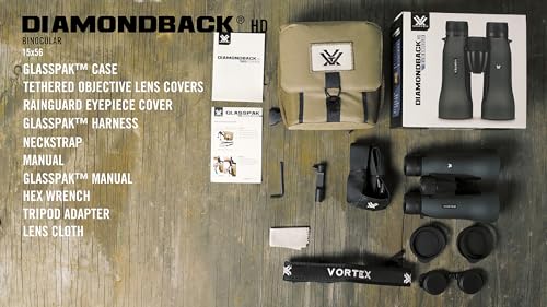 Vortex Diamondback HD 15x56 Binoculars | HD Optics, Tripod Adaptable, Waterproof, Fogproof, Shockproof, Included GlassPak - Unlimited, Unconditional Warranty - color: Green, size: 15x56