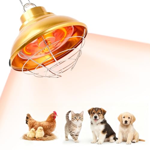 Chicken Heat Lamp 350W,Chicken Coop Heater with Carbon Fiber Bulb,Winter Hanging Heat Lamp for Chickens Brooder,Two-Temperature Adjustable (175/350W) for Puppy,Kitten and Poultry