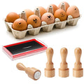 Nuanchu 4 Pcs Egg Stamp Rubber Stamp Wooden Chicken Label,Stylish Style