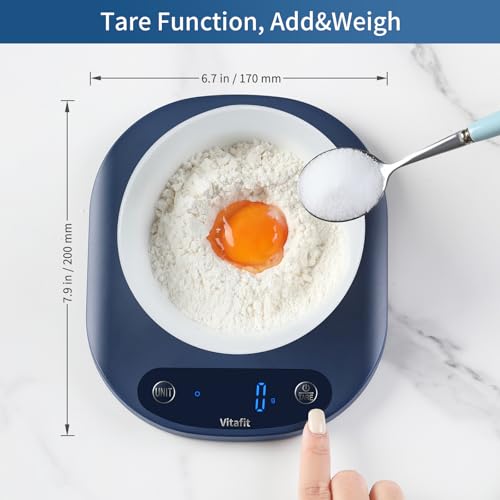 Vitafit 33lb/15kg Digital Food Scale in High Precision 0.1oz/1g, Our Own Kitchen Scale Professional Factory Since 2001, Home and Kitchen Essentials for Cooking and Baking, LED, 3 AAA Batteries, Blue - color: Blue