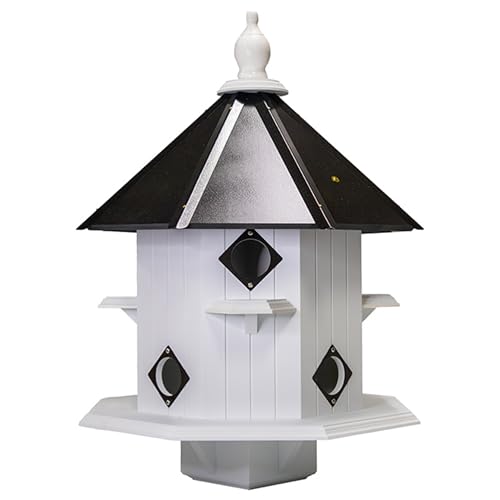 Wing & A Prayer Castle Bird House with Slate Colored Mounting Post