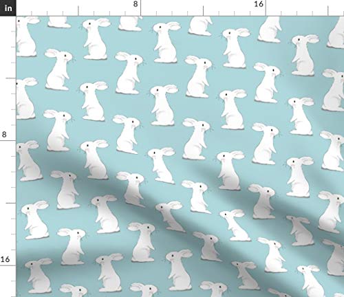 Spoonflower Fabric Bunny Rabbits Small Scale Blue on Petal Signature Cotton | Fat Quarter | Easter Bunnies Eggs Decor Print | Use for Sewing Quilting Apparel Home Decor - size: Fat Quarter