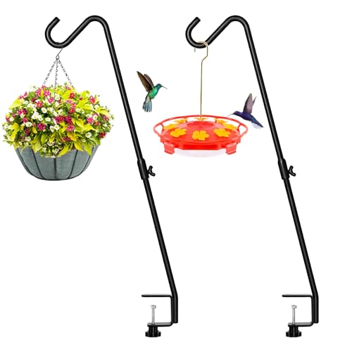 2 Pack 29 Inch Adjustable Deck Hook,Solid Steel Deck Hangers for Bird Feeders,Lanterns, Flower Basket and Suet Baskets with Clamp,Black - size: 29 Inch