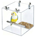 Automatic Acrylic Bird Feeder No Mess Bird Feeder Cage for Small Birds | Automatic Bird Feeder for Cage, Suitable for Parrots Canary Parakeet Budgerigar Crested Myna Cockatiel - size: L: 6.2" x 6.3" x 6.3"