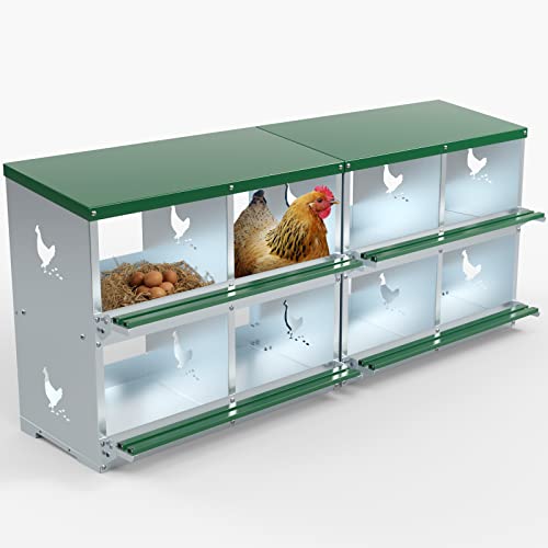TOCRETOARE Chicken Nesting Boxes, 8 Hole Nesting Box for Laying Eggs, Heavy Duty Metal Nest Boxes for Chicken and Poultry to Collect Eggs, Chicken Laying Boxes Hens Chicken Coop Box - size: 8 Hole