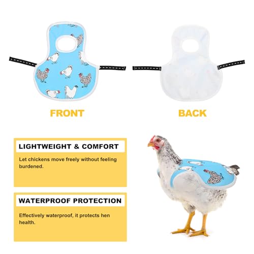 M METERXITY 2-Pack Chicken Saddle for Hens, 4.9 Inch Polyester Chicken Apron Back Protector with Adjustable Strap, Vest Jacket Mating Clothe [Blue]