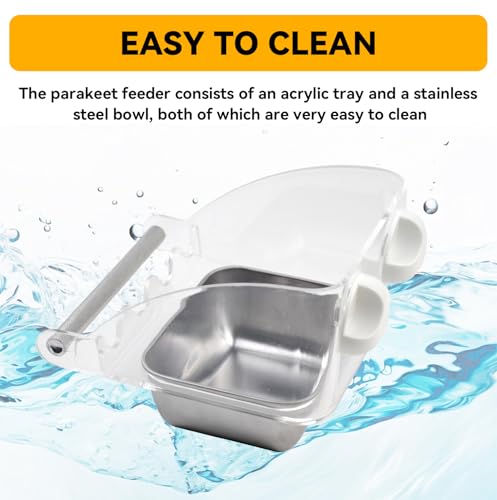 Bird Feeder for Cage,Parakeet Cage Feeder No Mess Bird Dish with Anti-Slip Stand Stainless Steel Parrot Bowl for Small Budgies Finches Canaries Cockatiels Lovebirds - color: 【Grey】