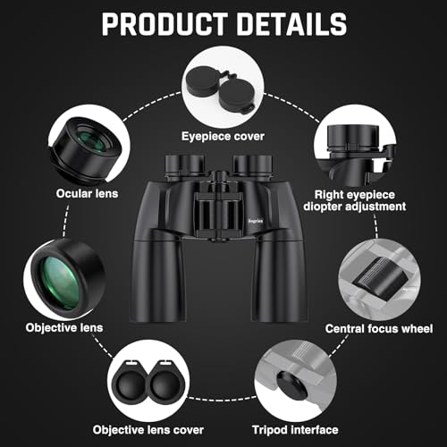 10x50 Binoculars for Adults High Powered Astronomy Binoculars Stargazing | Nitrogen-Filled IPX7 Waterproof Bird Watching Star gazing Long Distance Hunting Cruise Ship Travel Binoculars 10x50 FMC BAK4 - size: 10x50