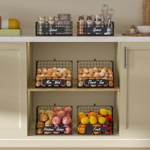 Egg Holder Countertop with DIY Nameplate, Egg Collecting Basket | 3 Tier Stackable Wire Baskets for Gathering Fresh Eggs, Large Egg Rack for Countertop/Wall-Mounted, Medium (Patent Pending) - color: Black, size: 3-Tier Large