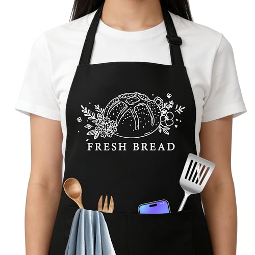 Fresh Bread Sourdough Apron for Women with Large Pockets - Funny Baking Aprons, Adjustable Professional Kitchen Apron for Bread Making, Grilling - Unique Sourdough Gifts for Bakers & Moms - C21 - color: Fresh Bread