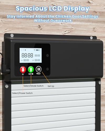Automatic Chicken Coop Door Solar Powered, WiFi Automatic Chicken Door APP Control, Solar Chicken Coop Door Timer & Light Sensor, Auto Chicken Coop Door Opener LCD Display Aluminum Anti-Pinch Design