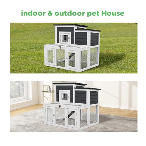 Outdoor Chicken Coops for 2-4 Chickens, Wooden Quail Cage Duck Coop | All Weather Used, Asphalt Roof, Ramp,Openable Top, Pull-Out Tray, For Small Animals - color: White2