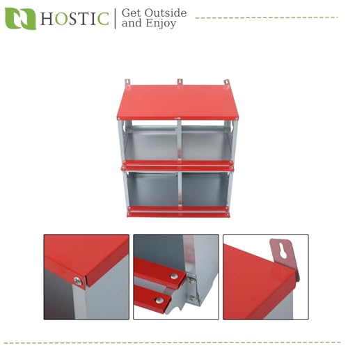 HOSTIC Chicken Nesting Boxes 4 Compartment Metal Poultry Nest Box Wall Mount for Chickens Hens Ducks Large Vented Holes