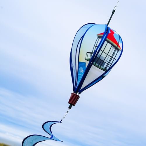 In The Breeze 0987 Coastal Lighthouse Hot Air Balloon-6 Panel Wind Decoration - color: Coastal Lighthouse