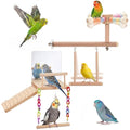 2 Pcs Bird Parakeet Toys, Bird Perch Platform Swing Mirror Ladder with 360° Spin Function, Hanging Parakeet Swing Birds Cage Accessories Toys for Cockatiel Lovebird Parrot